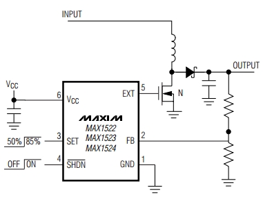 MAX1523, Простые повышающие контроллеры в корпусе SOT23